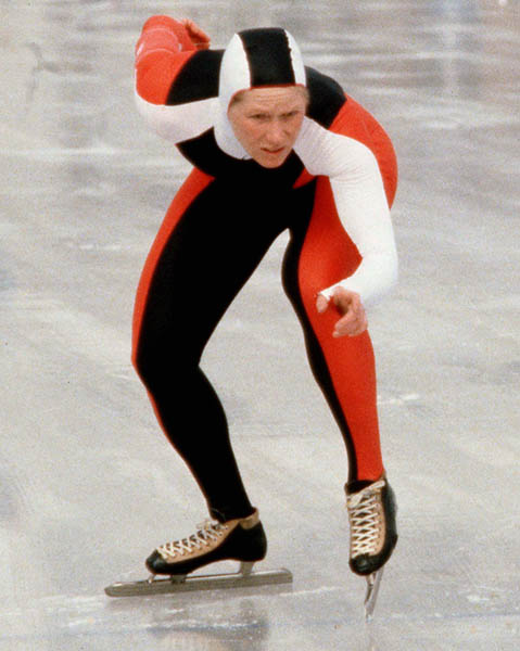 Canada's Sylvie Burka participates in the speedskating event at the 1980 Winter Olympics in Lake Placid. (CP Photo/COA)