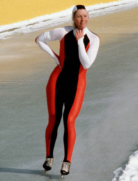 Canada's Sylvie Burka participates in the speedskating event at the 1980 Winter Olympics in Lake Placid. (CP Photo/COA)