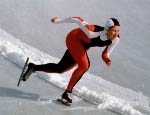 Canada's Sylvie Burka competes in the speedskating event at the 1980 Winter Olympics in Lake Placid. (CP Photo/COA)