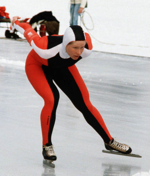 Canada's Sylvie Burka competes in the speedskating event at the 1980 Winter Olympics in Lake Placid. (CP Photo/COA)