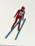 Canada's Steve Collins gives an interview during the ski jumping event at the 1988 Winter Olympics in Calgary. (CP PHOTO/COA/ J. Gibson)