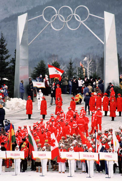Canada's Olympic Team participates in the opening ceremonies at the 1980 Winter Olympics in Lake Placid. (CP PHOTO/COA)