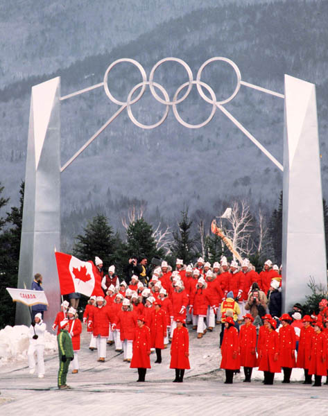 Canada's Olympic Team participates in the opening ceremonies at the 1980 Winter Olympics in Lake Placid. (CP PHOTO/COA)