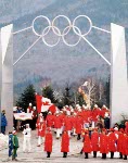 Skaters perform during the opening ceremonies of the 1980 Winter Olympics in Lake Placid. (CP PHOTO/COA)