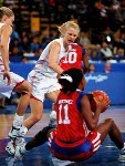 Canada's Tammy Sutton-Brown (left) participates during basketball action at the Sydney 2000 Olympic Games. (CP PHOTO/ COA)