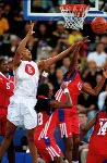 Canada's Tammy Sutton-Brown (left) participates during basketball action at the Sydney 2000 Olympic Games. (CP PHOTO/ COA)