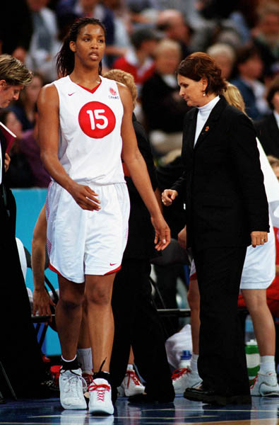Canada's Tammy Sutton-Brown (15) walks on the court during basketball action at the Sydney 2000 Olympic Games. (CP PHOTO/ COA)