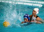 Canada's water polo player Ann Dow (#9) waits for a pass in the game against Russia at the Olympic Games in Athens on August 16, 2004. (CP PHOTO 2004/Andre Forget/COC)
