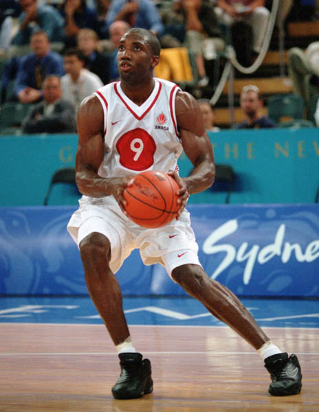 Canada's Rowan Barrett looks up during basketball action at the 2000 Sydney Olympic Games. (CP Photo/ COA)