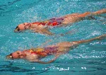 Canada's Claire Carver-Dias (front) and Fanny Letourneau prepare to compete in the synchronized swimming portion of the 2000 Sydney Olympic Games. (CP Photo/ COA)