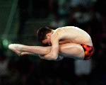 Alexandre Despatie and Philippe Comtois (left) of Canada dive during training prior to the Athens 2004 Summer Olympic Games August 12, 2004. (CP PHOTO 2004/Andre Forget/COC)