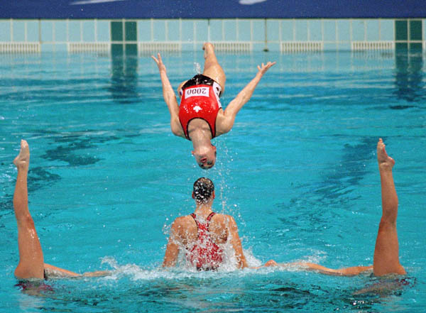 Team Canada competes in the synchronized swimming event of the 2000 Sydney Olympic Games. (CP Photo/ COA)