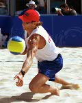 Canada's Conrad Leinemann and Jody Holden compete in the beach volleyball event at the Sydney 2000 Olympic Games. (CP PHOTO/ COA)