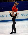 Canada's pairs figure skating team Luc Bradet and Marie-Claude Savard-Gagnon compete at the 1998 Nagano Winter Olympic Games. (CP Photo/ COA)