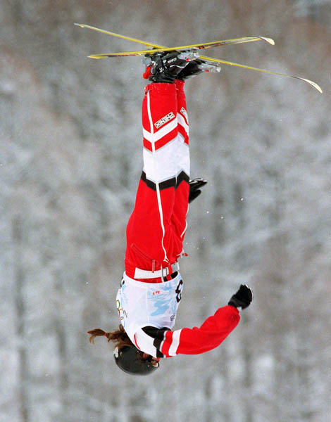 Canada's Veronica Brenner competes in aerials during the freestyle ski event at the 1998 Nagano Winter Olympic Games. (CP Photo/ COA/Mike Ridewood)