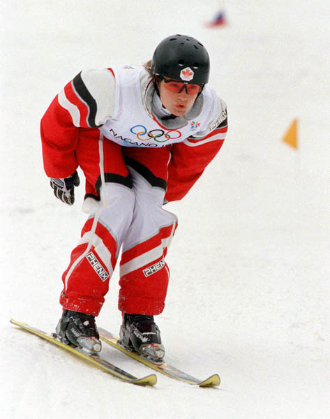 Canada's Veronica Brenner competes in aerials during the freestyle ski event at the 1998 Nagano Winter Olympic Games. (CP Photo/ COA/Mike Ridewood)