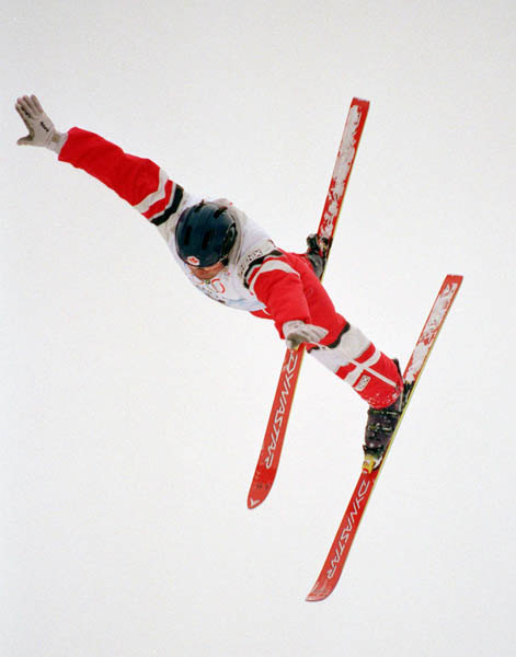Canada's Nicolas Fontaine competes in the freestyle ski aerials event at the 1998 Nagano Winter Olympic Games. (CP Photo/ COA/Mike Ridewood)