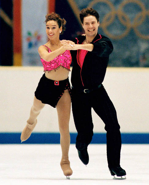 Canada's figure skating couple Chantal Lefebvre and Michel Brunet participate in the ice dance event at the 1998 Winter Olympics in Nagano. (CP PHOTO/COA)