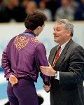 Canada's Elvis Stojko recieves the silver medal from IOC's Canadian member Dick Pound at the figure skating event at the 1998 Nagano Winter Olympic Games. (CP Photo/ COA)