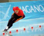 Canada's Sylvain Bouchard competes in the long track speed skating event at the 1998 Nagano Winter Olympic Games. (CP Photo/ COA/ Scott Grant)