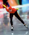 Canada's Isabelle Doucet competes in the long track speed skating event at the 1998 Nagano Winter Olympic Games. (CP Photo/ COA/ Scott Grant)