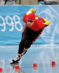 Canada's Catriona Le May Doan competes in the long track speed skating event at the 1998 Nagano Winter Olympic Games. (CP Photo/ COA/ Scott Grant)
