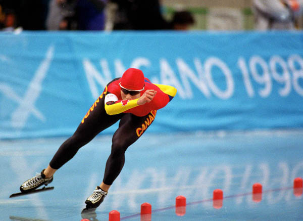 Canada's Catriona Le May Doan competes in the long track speed skating event at the 1998 Nagano Winter Olympic Games. (CP Photo/ COA/ Scott Grant)