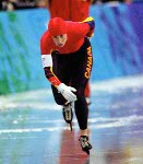 Canada's Ingrid Liepa competes in the long track speed skating event at the 1998 Nagano Winter Olympic Games. (CP Photo/ COA/ Scott Grant)
