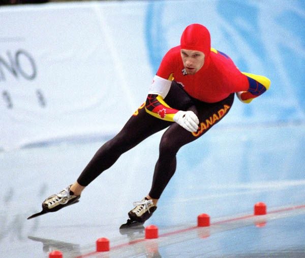 Canada's Kevin Marshall competes in the long track speed skating event at the 1998 Nagano Winter Olympic Games. (CP Photo/ COA/ Scott Grant)
