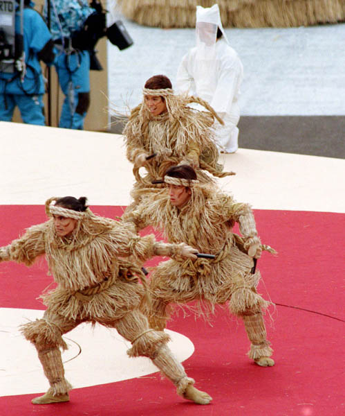 Participants perform during the opening ceremony of the 1998 winter Olympic Games in Nagano. (CP Photo/ COA/F. Scott Grant)