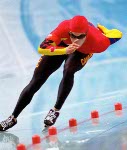 Canada's Kevin Overland competes in the long track speed skating event at the 1998 Nagano Winter Olympic Games. (CP Photo/ COA/ Scott Grant)