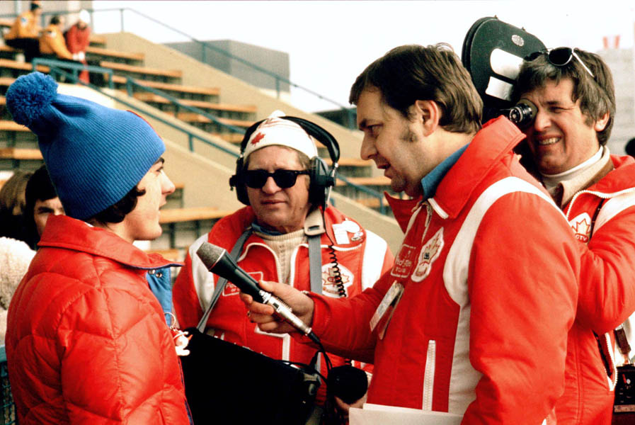 Canada's Gaetan Boucher gives an interview during the speedskating event at the 1976 Winter Olympics in Innsbruck. (CP Photo/COA)