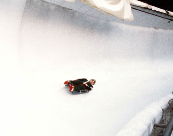Canada's Carol Keyes competes in the luge event at the 1976 Winter Olympics in Innsbruck. (CP Photo/COA)