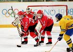 Canada's Vicky Sunohara (61) competes in women hockey action at the 1998 Nagano Winter Olympics. (CP PHOTO/COA/Mike Ridewood)