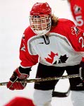 Canada's Hayley Wickenheiser (22) competes in women hockey action at the 1998 Nagano Winter Olympics. (CP PHOTO/COA/Mike Ridewood)