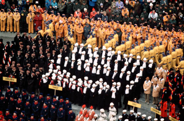Canada's Olympic athletes attend the opening ceremonies at the 1976 Winter Olympics in Innsbruck. (CP Photo/COA)