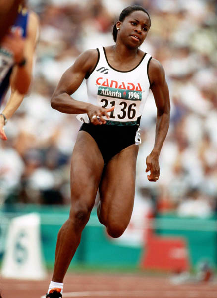 Canada's Tarama Perry competes in an athletics event at the 1996 Olympic games in Atlanta. (CP PHOTO/ COA/Claus Andersen)
