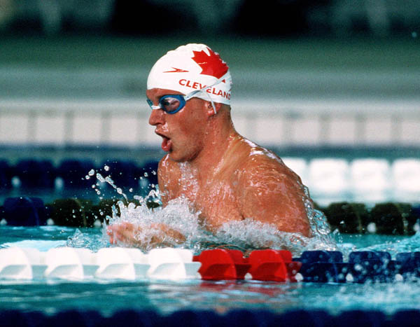 Canada's Jon Cleveland competes in a swimming event at the 1996 Atlanta Summer Olympic Games. (CP Photo/COA/Mike Ridewood)
