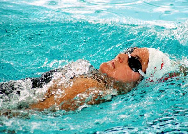 Canada's Guylaine Cloutier competes in a swimming event at the 1996 Atlanta Summer Olympic Games. (CP Photo/COA/Mike Ridewood)