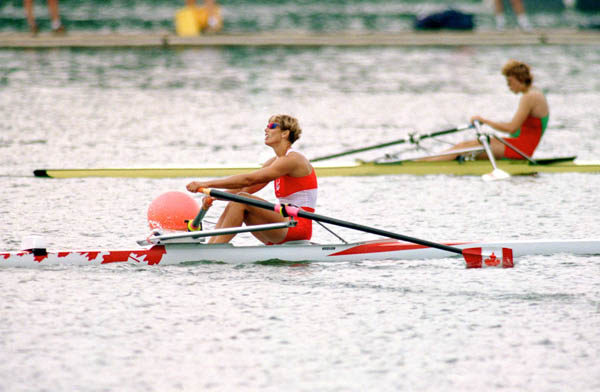 Canada's Silken Laumann competes in the women's singles rowing event at the 1996 Atlanta Summer Olympic Games. (CP Photo/COA/Mike Ridewood)