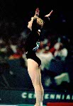 Canada's Shanyn MacEachern competes in the gymnastics event at the 1996 Atlanta Summer Olympic Games. (CP Photo/COA/Claus Andersen)