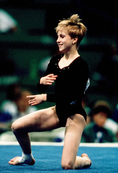 Canada's Shanyn MacEachern competes in the gymnastics event at the 1996 Atlanta Summer Olympic Games. (CP Photo/COA/Claus Andersen)