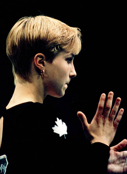 Canada's Shanyn MacEachern competes in the gymnastics event at the 1996 Atlanta Summer Olympic Games. (CP Photo/COA/Claus Andersen)