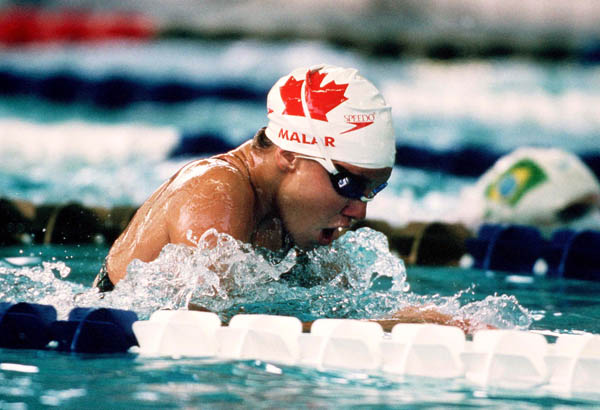 Canada's Joanne Malar competes in a swimming event at the 1996 Atlanta Summer Olympic Games. (CP Photo/COA/Mike Ridewood)