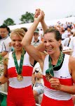 Canada's Katheen Heddle (right) and Marnie McBean compete in the 2x rowing event at the 1996 Olympic games in Atlanta. (CP PHOTO/ COA/ Claus Andersen)