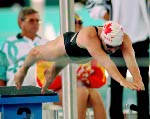 Canada's Nancy Sweetnam competes in a swimming event at the 1996 Atlanta Summer Olympic Games. (CP Photo/COA/Mike Ridewood)