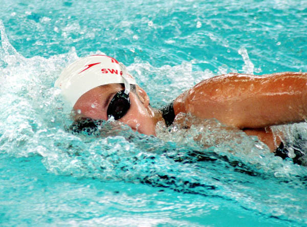 Canada's Nancy Sweetnam competes in a swimming event at the 1996 Atlanta Summer Olympic Games. (CP Photo/COA/Mike Ridewood)