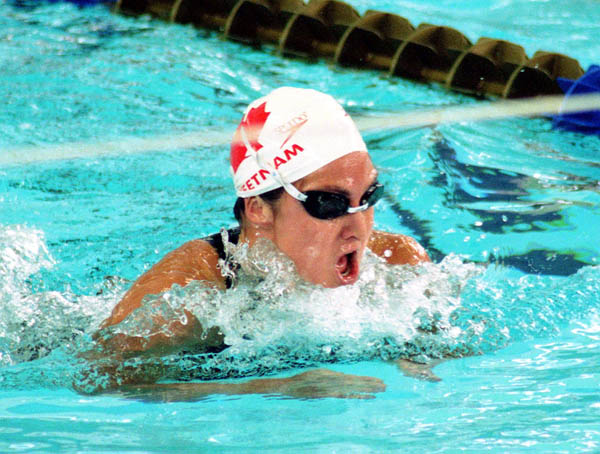 Canada's Nancy Sweetnam competes in a swimming event at the 1996 Atlanta Summer Olympic Games. (CP Photo/COA/Mike Ridewood)