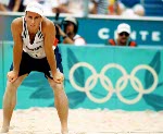 Canada's Mark Heese competes in beach volleyball action at the 1996 Atlanta Olympic Games. (CP Photo/COA/F. Scott Grant)