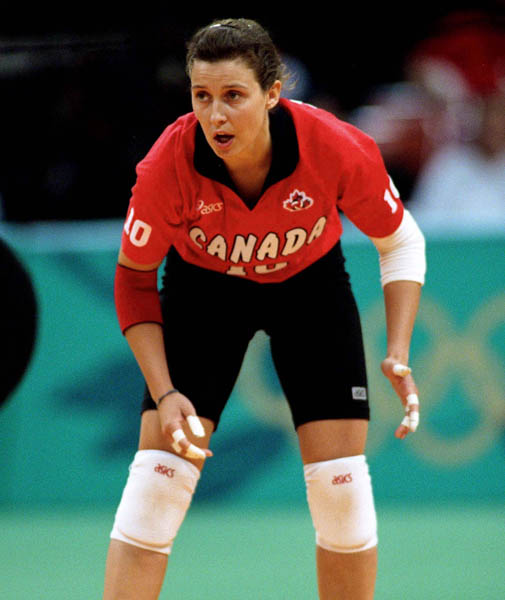 Canada's Lori Anne Mundt competes in volleyball action at the 1996 Atlanta Olympic Games. (CP Photo/COA/F. Scott Grant)